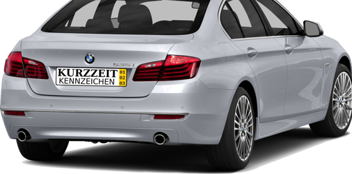 BMW mit Kurzzeitkennzeichen 5 Tages Versicherung Schild